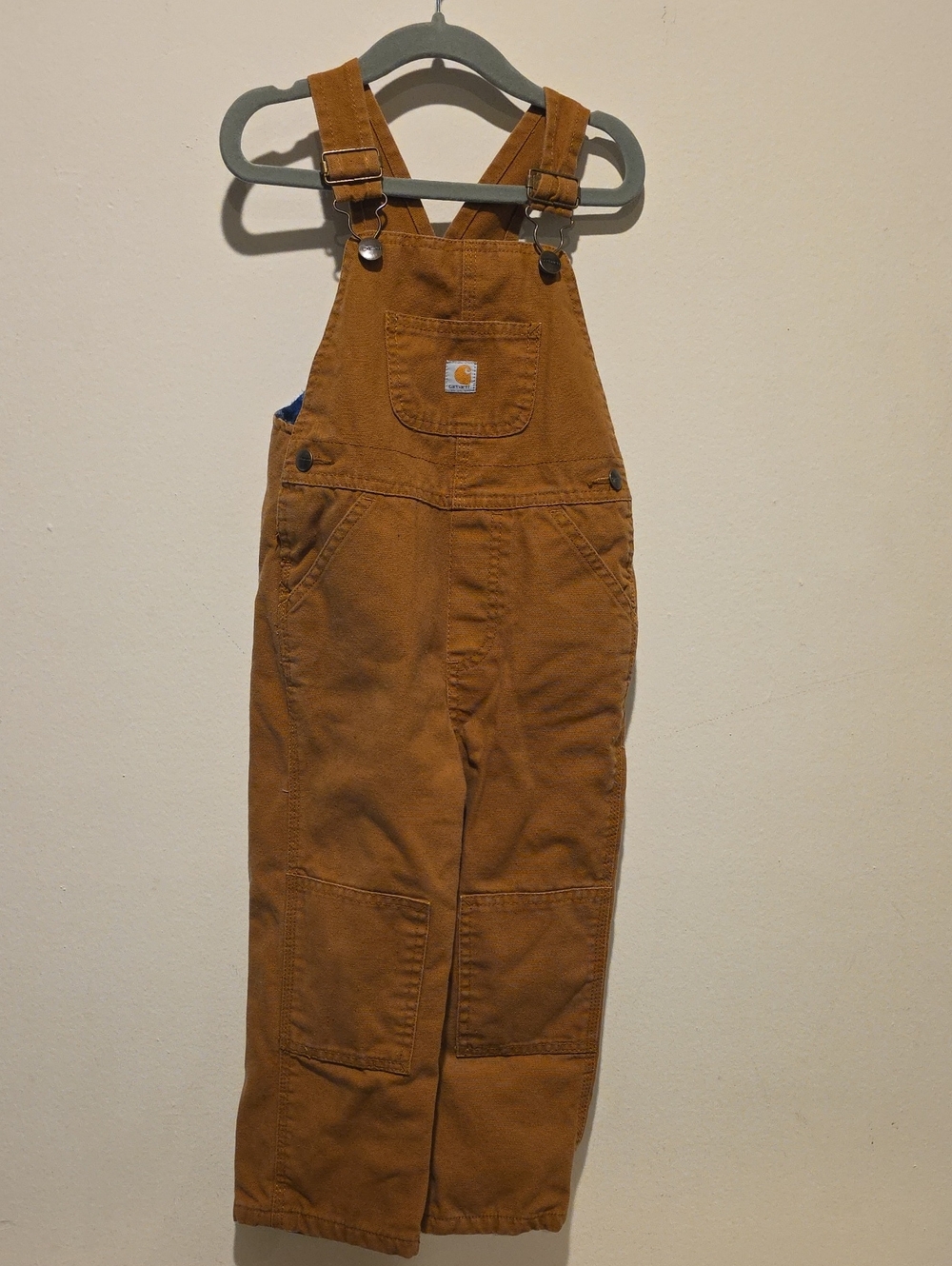 Carhartt Kids Tan/Brown Workwear Overalls 3t Flannel Lined